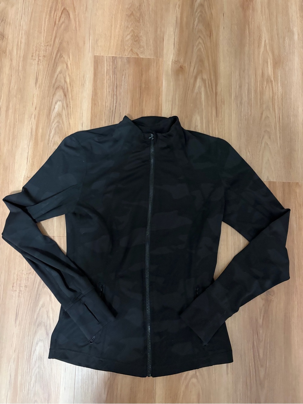 Women's Black Camouflage Zip-Front Jacket